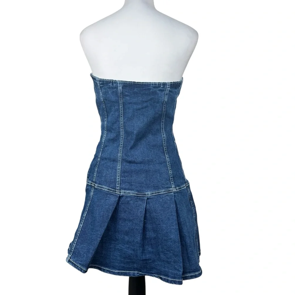 NWT Love Tree Strapless Denim Belted Jean Mini Tube Dress Boutique Coastal - Picture 6 of 7
